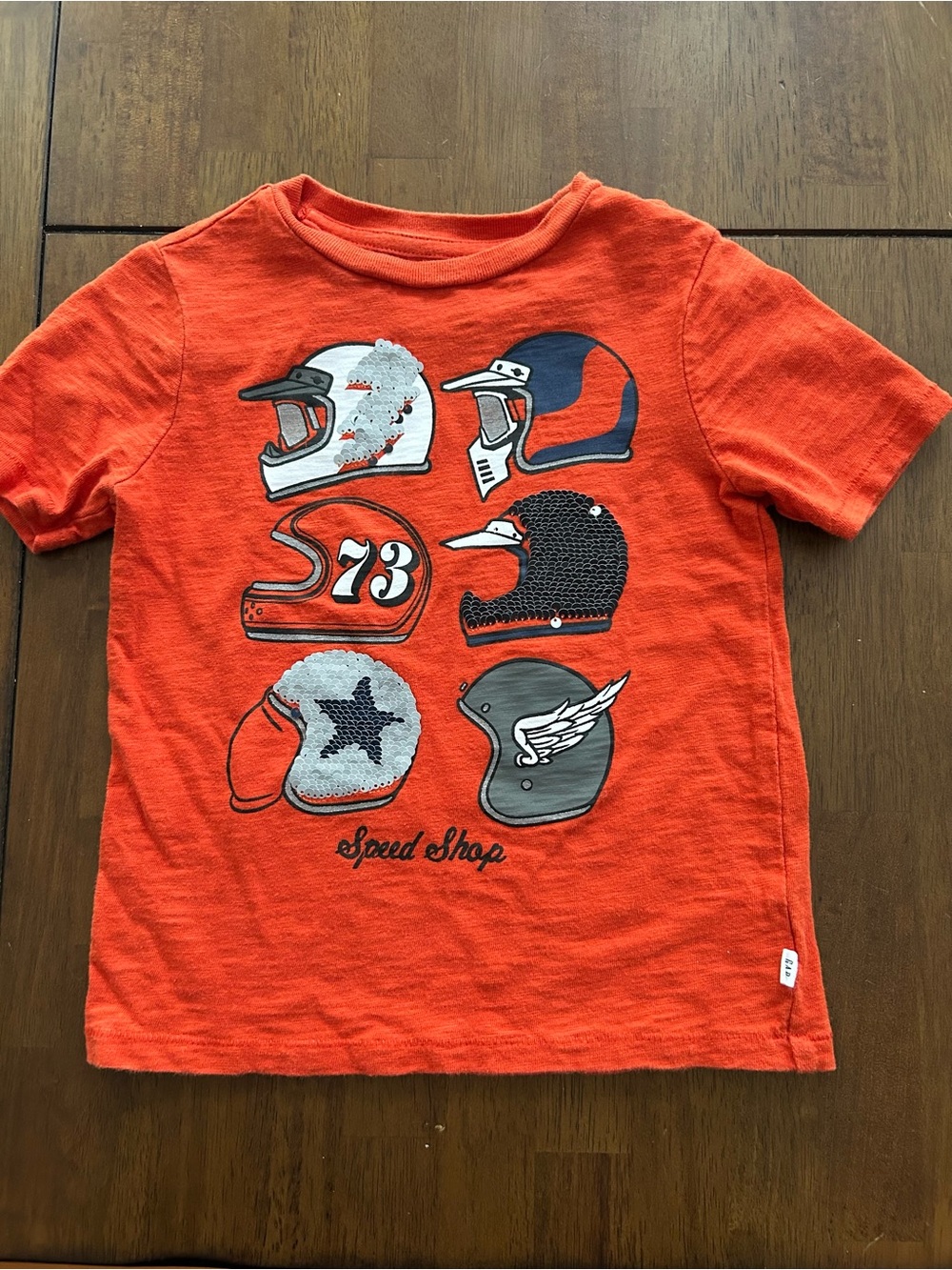 GAP Orange Short-Sleeve Tee with Helmet Graphics